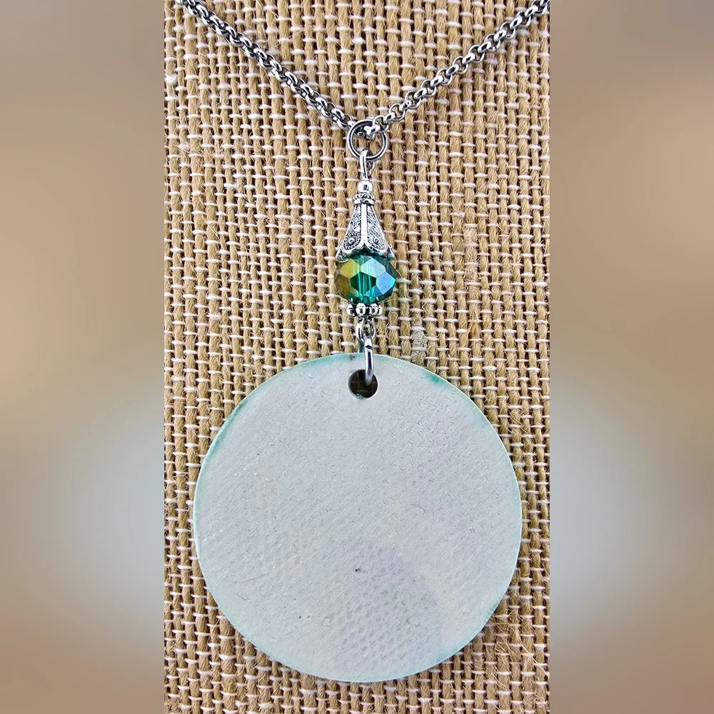 Handmade Kiln Fired Ceramic Green Christmas Pendant Necklace